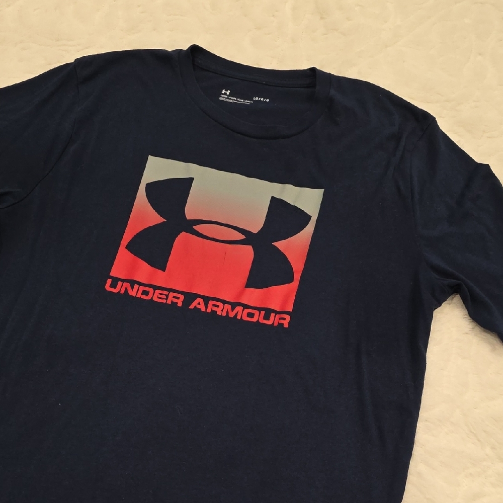 Under Armour Navy Tee with Red and Gray Logo